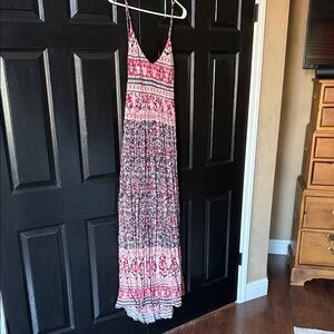 Boho Floral Maxi Dress - Pink Multi